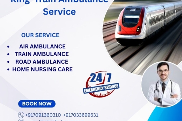 King Train Ambulance Service in Dibrugarh transports your patient to their destination quickly.