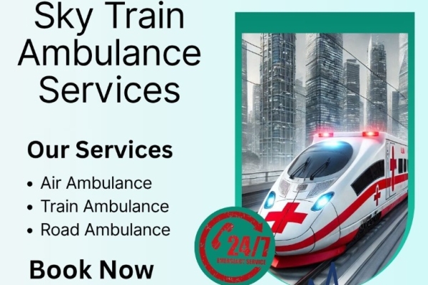 Book SKY Train Ambulance Services in jabalpur with world-class medical facilities at low-cost rates
