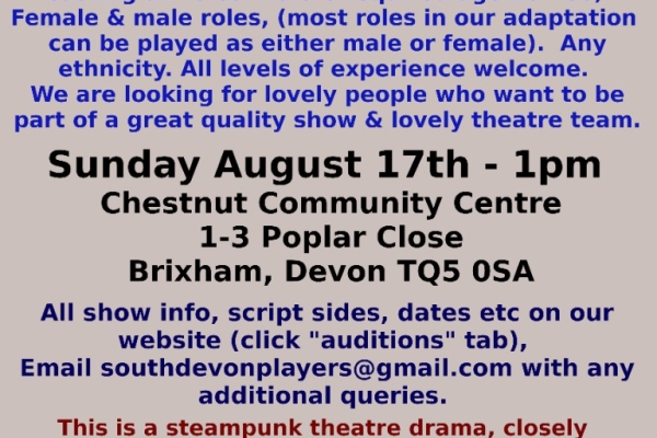 Open Theatre Auditions: Jekyll & Hyde, Brixham, ALL ROLES OPEN
