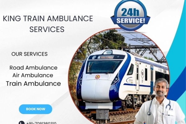 Select Now King Train Ambulance Service in Jamshedpur from Bed to Bed