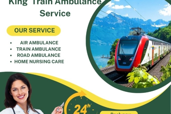 King Train Ambulance service in Dibrugarh provides the facility of fast transfer of patients to the hospital.