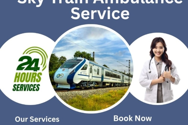 24/7 Sky Train Ambulance service with expert medical care from Siliguri to your chosen city