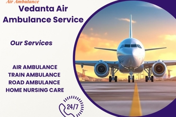 Vedanta Air Ambulance service in Ahmedabad provides a safe transportation facility to the patients.