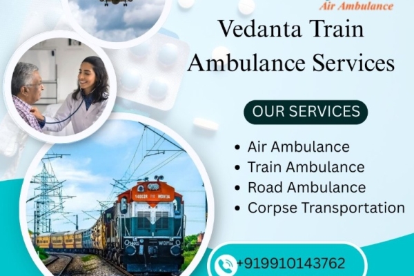 Vedanta  Train Ambulance Service in Ernakulam, lower-cost with high-tech facility