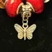 Handmade Silver and Red Jewelry Set, Butterfly Necklace with clip-on earrings