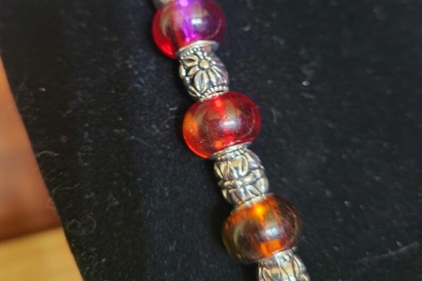 Handmade Statement Party Jewelry, Rainbow and Silver Bead Necklace, Handmade Gift for Her, Him, Gender Neutral