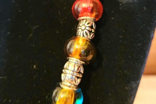 Handmade Statement Party Jewelry, Rainbow and Silver Bead Necklace, Handmade Gift for Her, Him, Gender Neutral