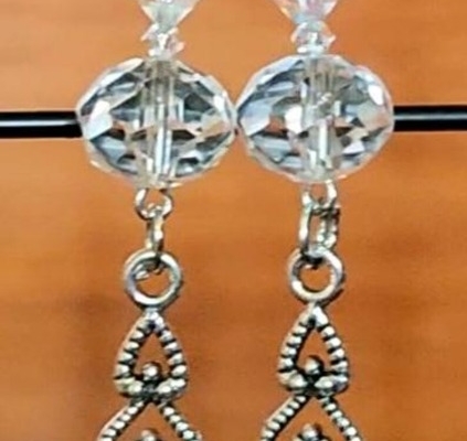 Handmade Antique Silver Filigree Earrings, Gender Neutral Style Jewelry