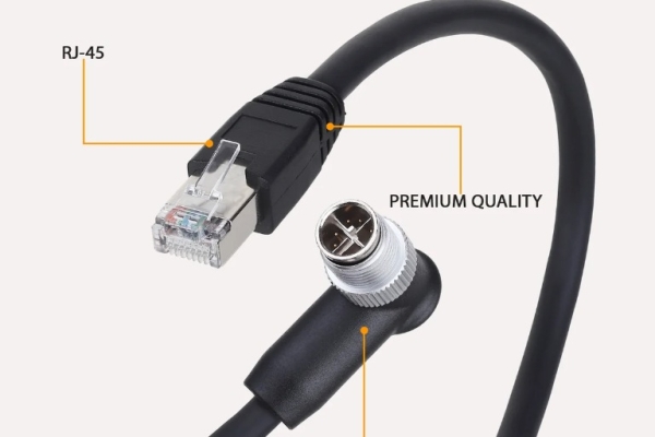 RJ-45 to M12 8-Pin X-Coded Right Angle Industrial Camera Cable – Kyptec Automation®