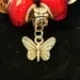 Handmade Silver and Red Jewelry Set, Butterfly Necklace with clip-on earrings