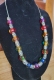 Handmade Statement Party Jewelry, Rainbow and Silver Bead Necklace, Handmade Gift for Her, Him, Gender Neutral