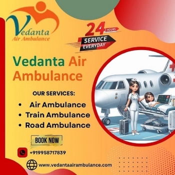 Hire Hi-tech Vedanta Air Ambulance Service in Indore with Healthcare Facility