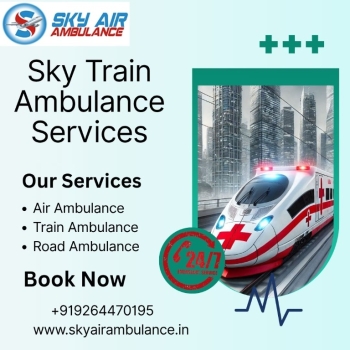 Book SKY Train Ambulance Services in jabalpur with world-class medical facilities at low-cost rates