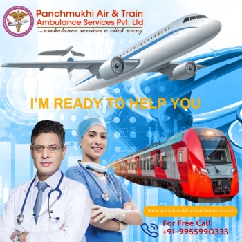 Book the Most Reliable Panchmukhi Train Ambulance Service in Ahmedabad with Ventilator Setup