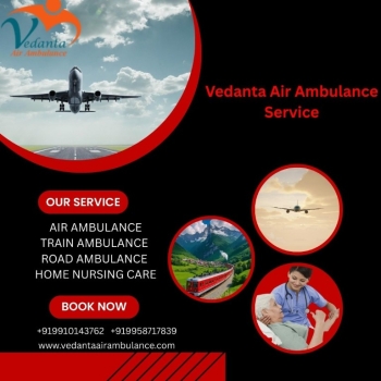 Vedanta Air Ambulance  in Gaya provides a well-equipped transfer facility to your el patient