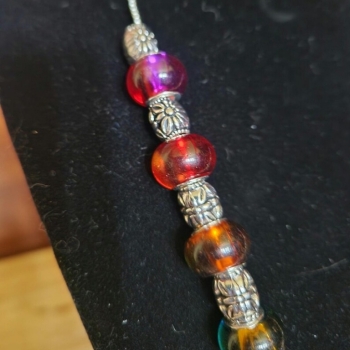Handmade Statement Party Jewelry, Rainbow and Silver Bead Necklace, Handmade Gift for Her, Him, Gender Neutral