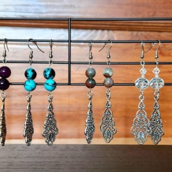 Handmade Antique Silver Filigree Earrings, Gender Neutral Style Jewelry