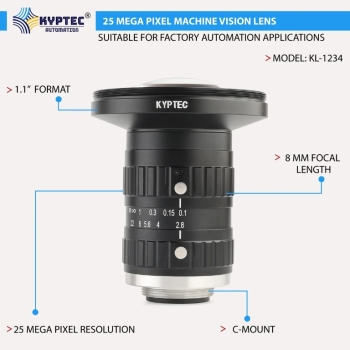 8 MM 25 MP High-Resolution Machine Vision Lens for Large-Format C-Mount Cameras