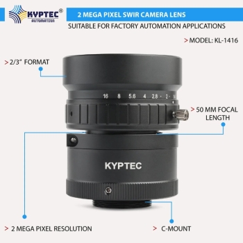 50 MM SWIR Camera Lens for 900–1700 nm Industrial Infrared Inspection | 2 MP C-Mount – Kyptec Automation®