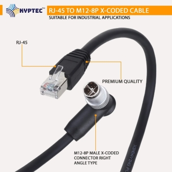 RJ-45 to M12 8-Pin X-Coded Right Angle Industrial Camera Cable – Kyptec Automation®