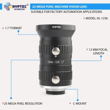 12 MM 25 MP Wide-Angle Machine Vision Lens for 1.1-Inch Industrial Cameras | C-Mount – Kyptec Automation®