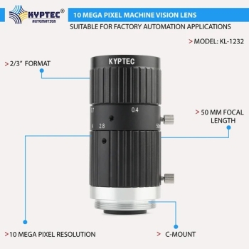 50 MM 10 MP Long-Working-Distance Machine Vision Lens for 2/3-Inch Industrial Cameras | C-Mount – Kyptec Automation®