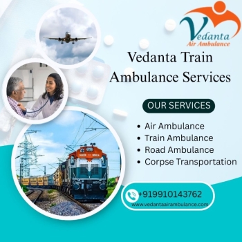 Vedanta  Train Ambulance Service in Ernakulam, lower-cost with high-tech facility