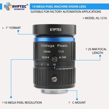 25 MM 10 MP Precision-Inspection Machine Vision Lens for 1-Inch Industrial Cameras | C-Mount – Kyptec Automation®